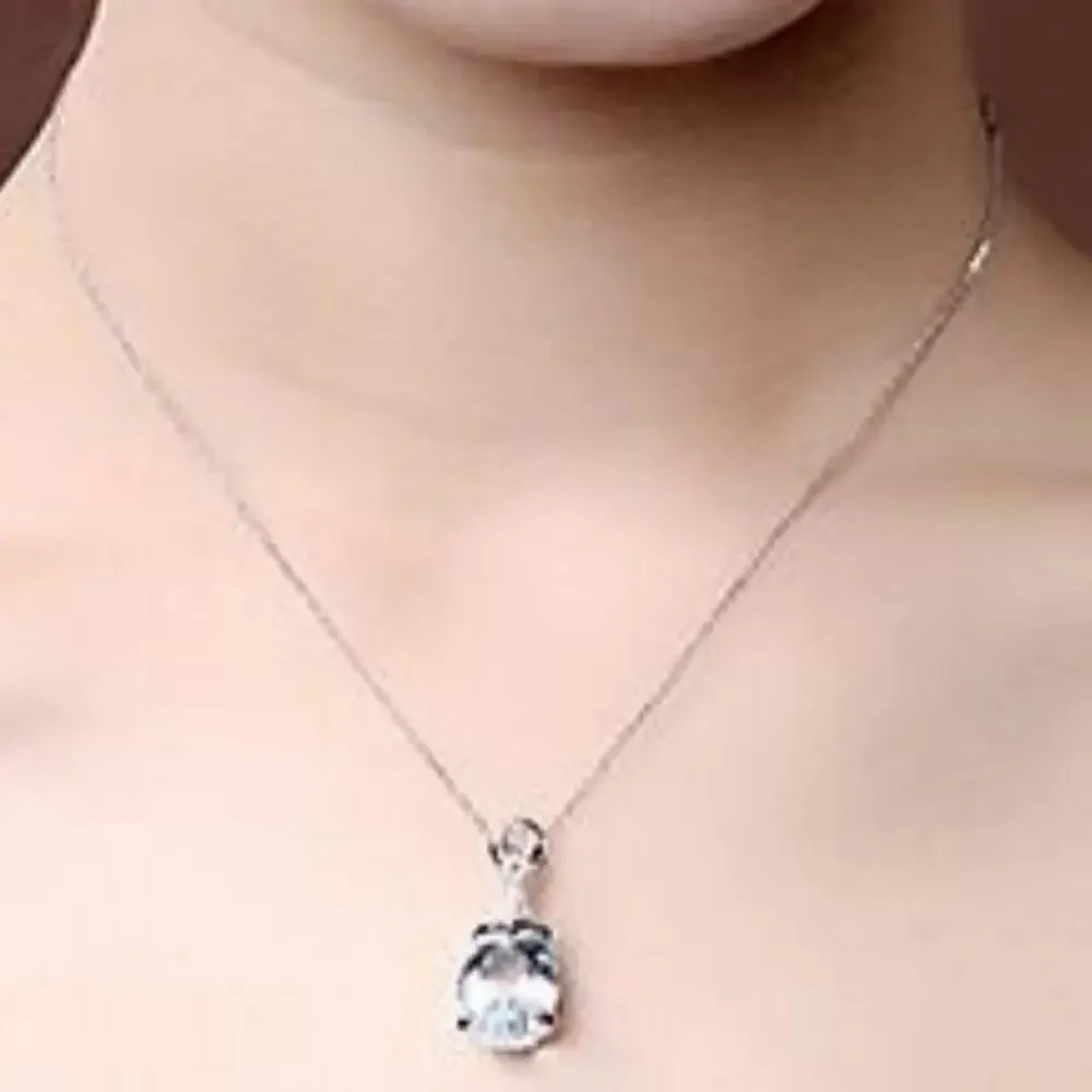 Sterling Silver Aquamarine Charm Necklace